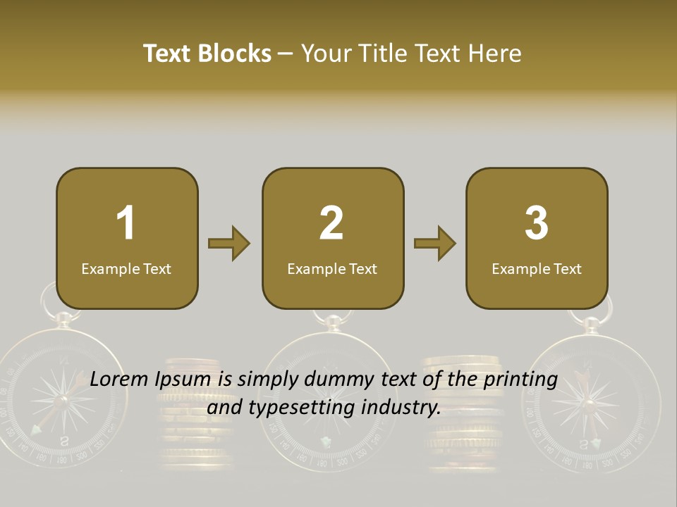 A Row Of Coins With A Compass On Top Of Them PowerPoint Template