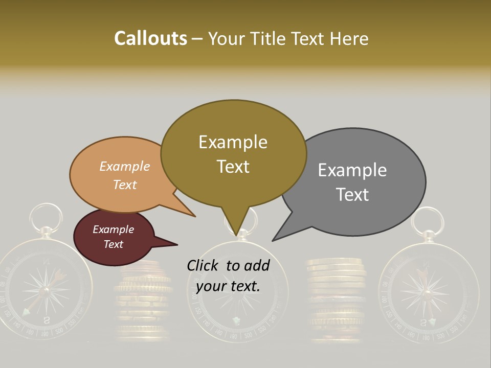 A Row Of Coins With A Compass On Top Of Them PowerPoint Template