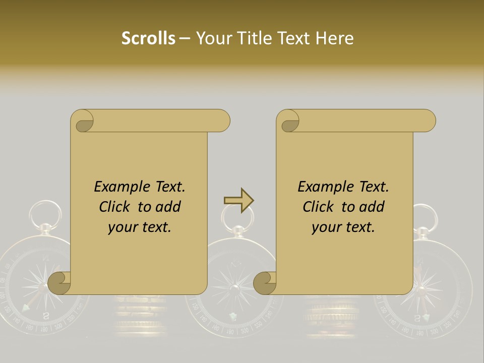 A Row Of Coins With A Compass On Top Of Them PowerPoint Template