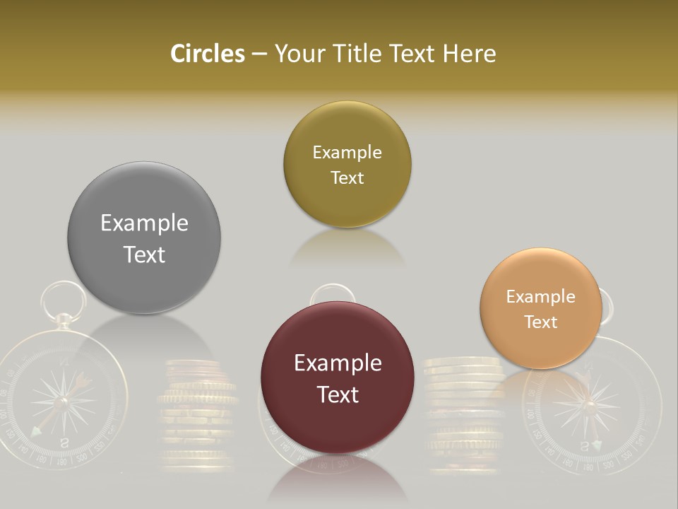 A Row Of Coins With A Compass On Top Of Them PowerPoint Template