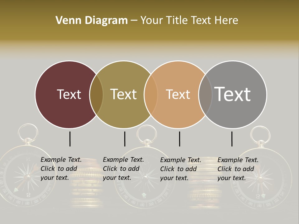 A Row Of Coins With A Compass On Top Of Them PowerPoint Template
