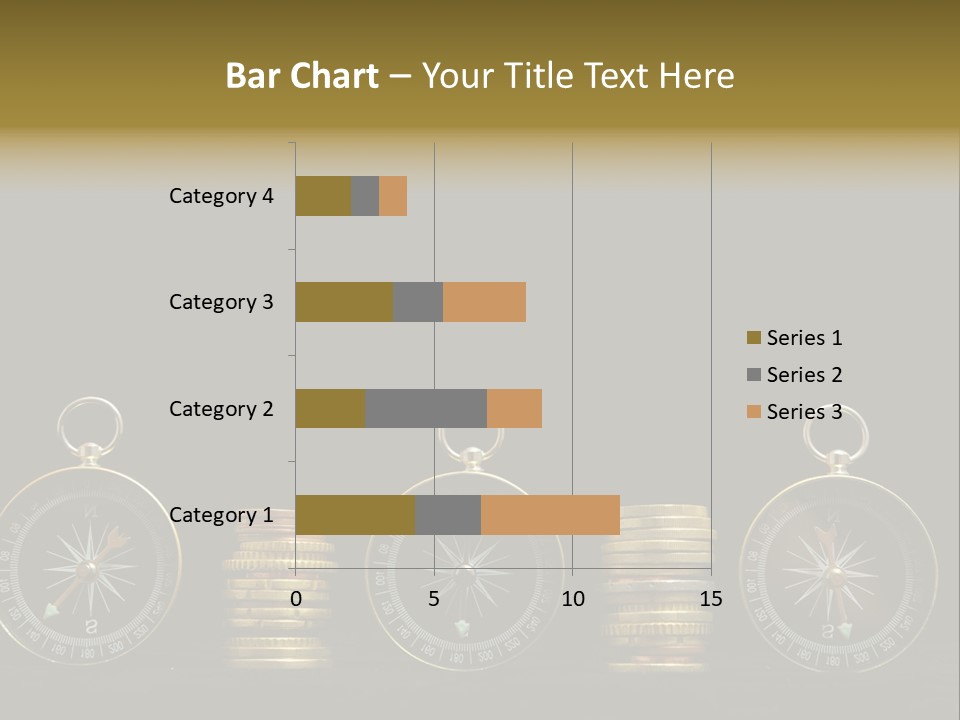 A Row Of Coins With A Compass On Top Of Them PowerPoint Template