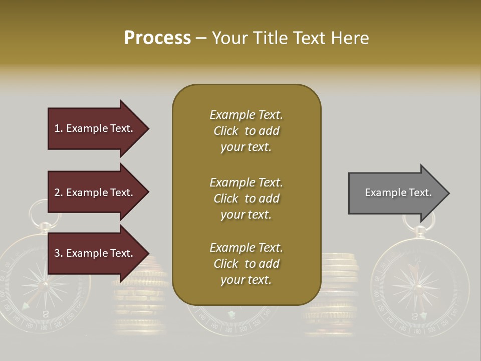 A Row Of Coins With A Compass On Top Of Them PowerPoint Template
