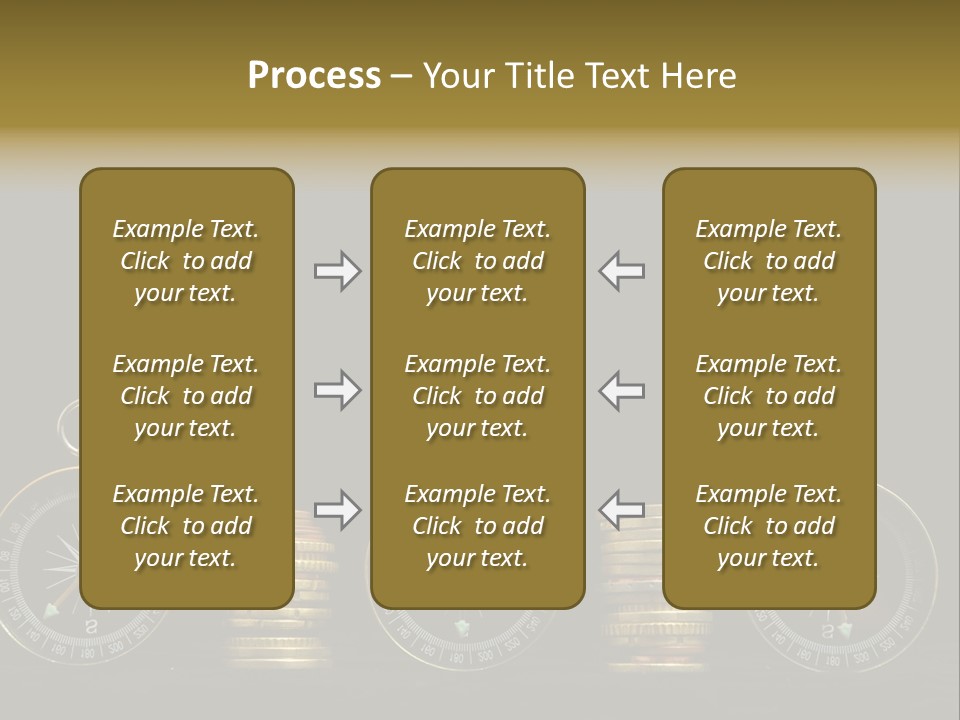 A Row Of Coins With A Compass On Top Of Them PowerPoint Template