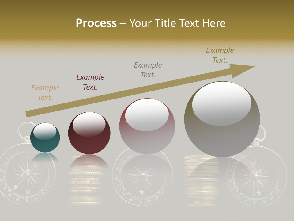 A Row Of Coins With A Compass On Top Of Them PowerPoint Template