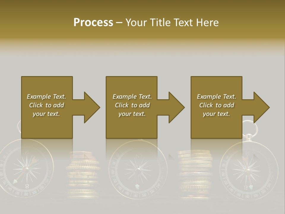 A Row Of Coins With A Compass On Top Of Them PowerPoint Template