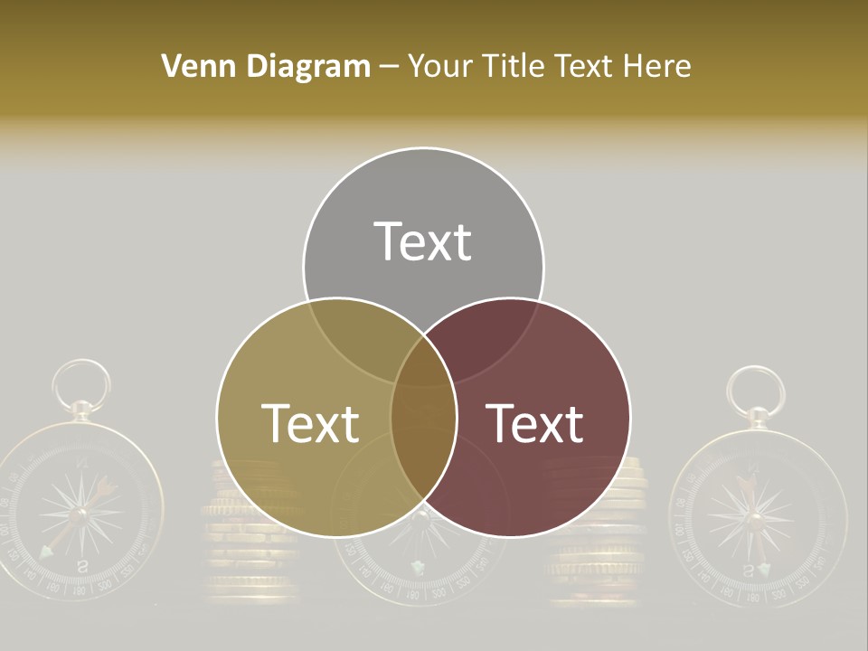A Row Of Coins With A Compass On Top Of Them PowerPoint Template