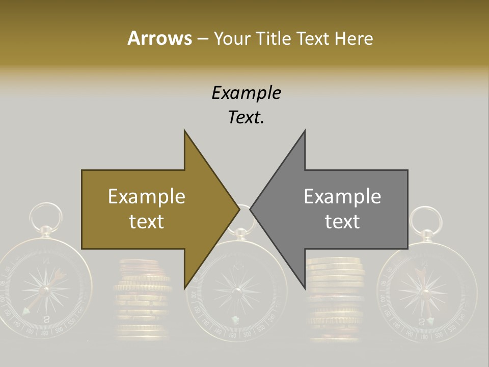 A Row Of Coins With A Compass On Top Of Them PowerPoint Template