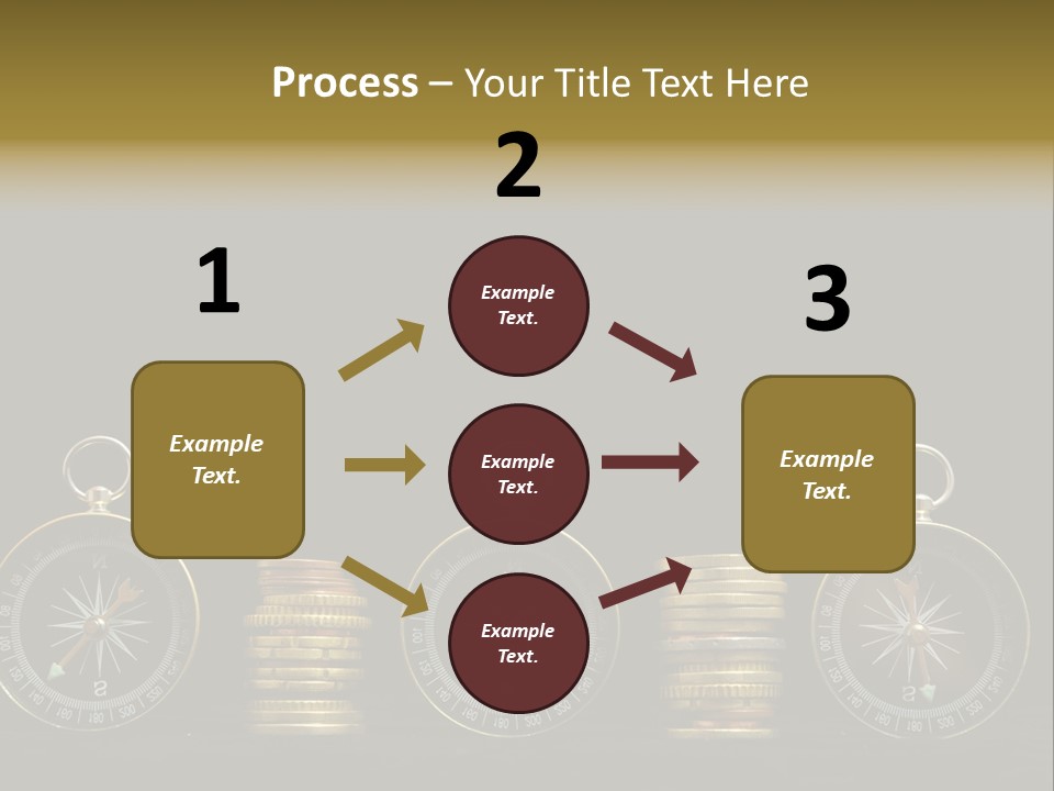 A Row Of Coins With A Compass On Top Of Them PowerPoint Template