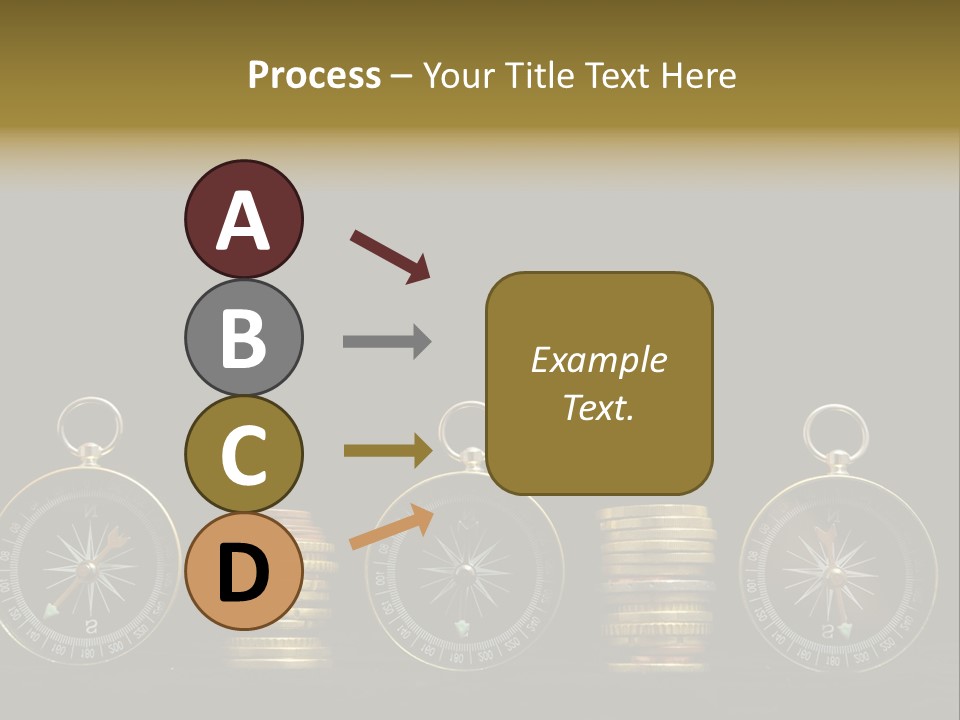 A Row Of Coins With A Compass On Top Of Them PowerPoint Template