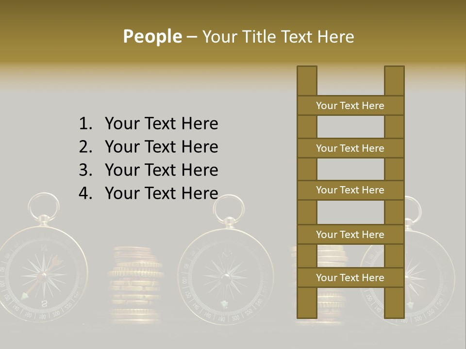 A Row Of Coins With A Compass On Top Of Them PowerPoint Template