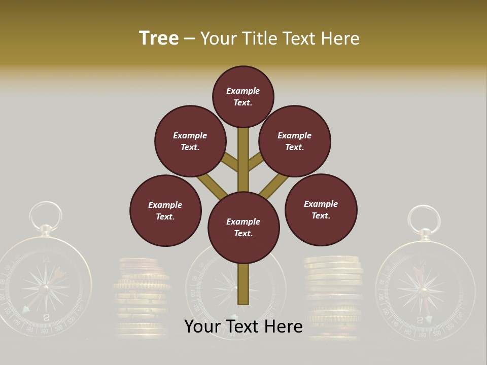 A Row Of Coins With A Compass On Top Of Them PowerPoint Template