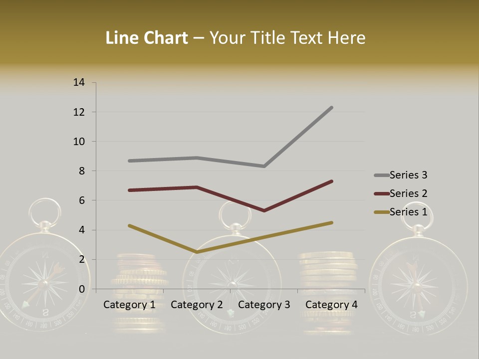 A Row Of Coins With A Compass On Top Of Them PowerPoint Template