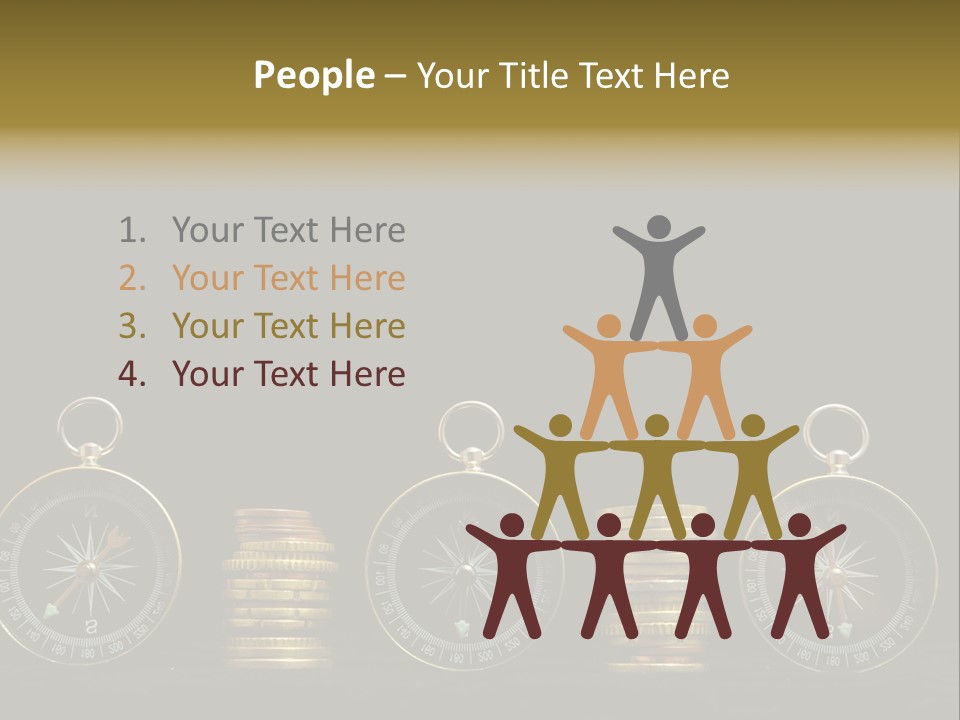 A Row Of Coins With A Compass On Top Of Them PowerPoint Template