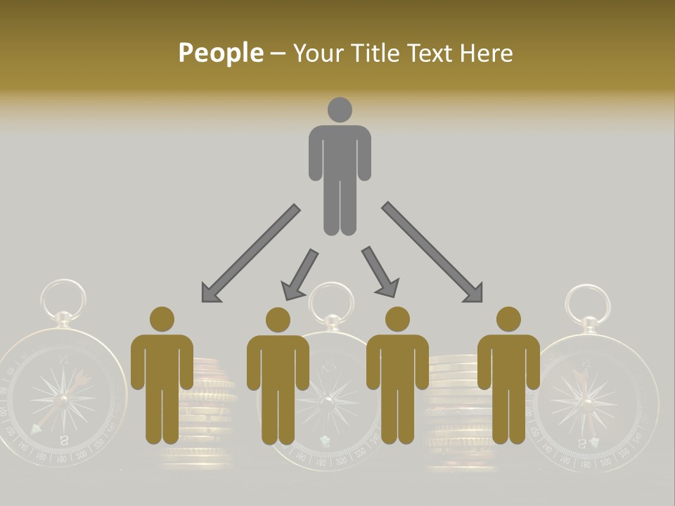 A Row Of Coins With A Compass On Top Of Them PowerPoint Template
