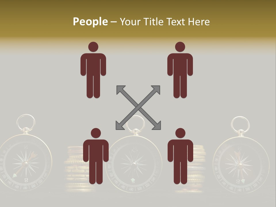A Row Of Coins With A Compass On Top Of Them PowerPoint Template