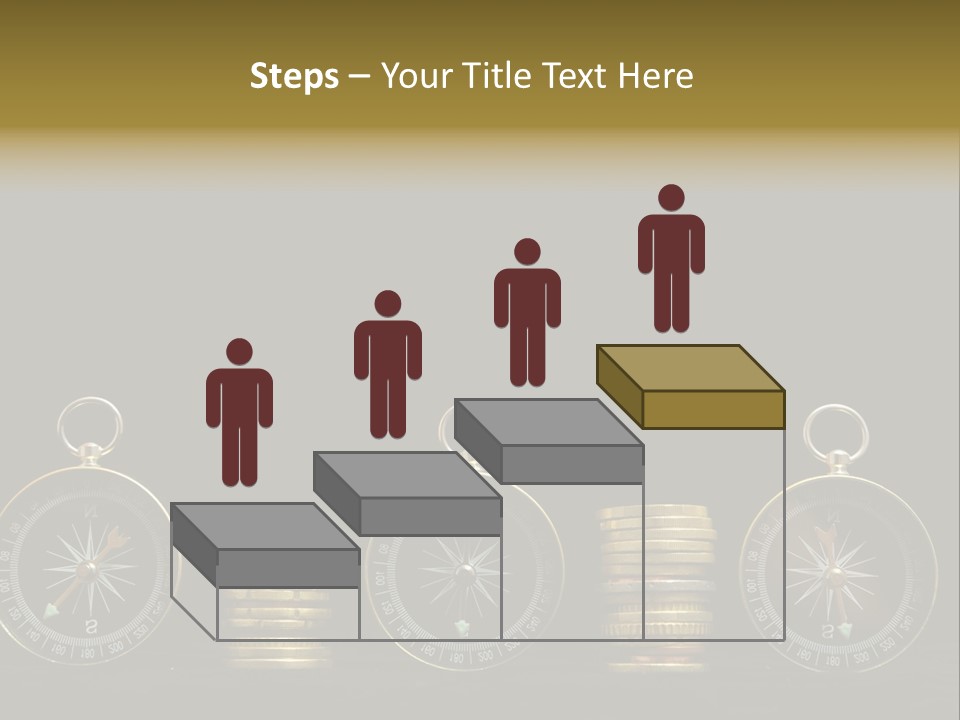 A Row Of Coins With A Compass On Top Of Them PowerPoint Template