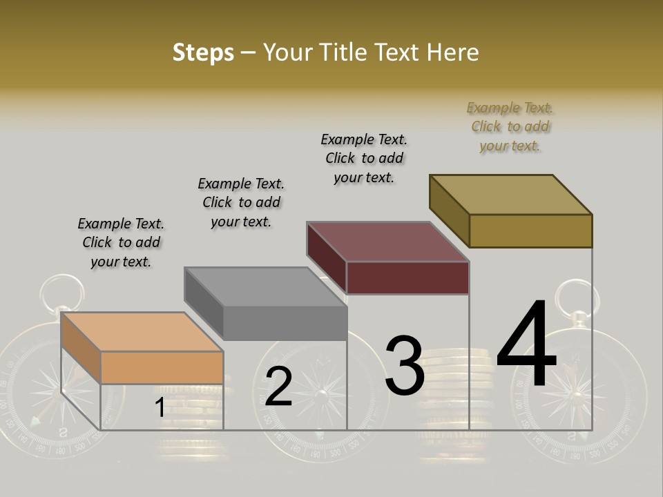 A Row Of Coins With A Compass On Top Of Them PowerPoint Template