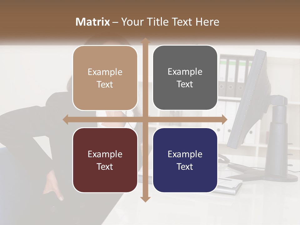 A Woman Sitting At A Desk In Front Of A Computer PowerPoint Template