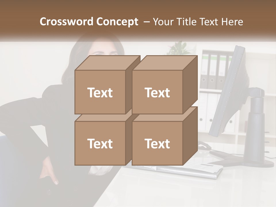 A Woman Sitting At A Desk In Front Of A Computer PowerPoint Template