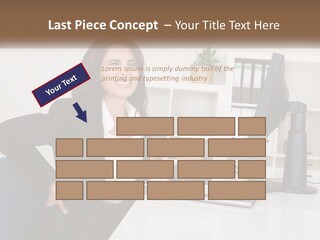 A Woman Sitting At A Desk In Front Of A Computer PowerPoint Template