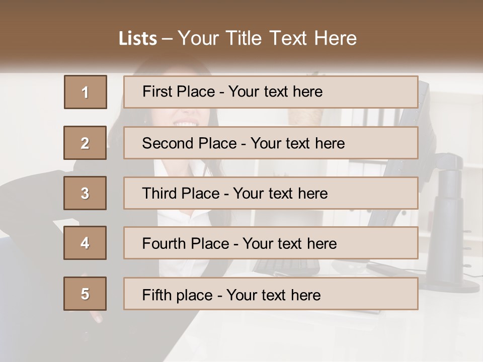 A Woman Sitting At A Desk In Front Of A Computer PowerPoint Template