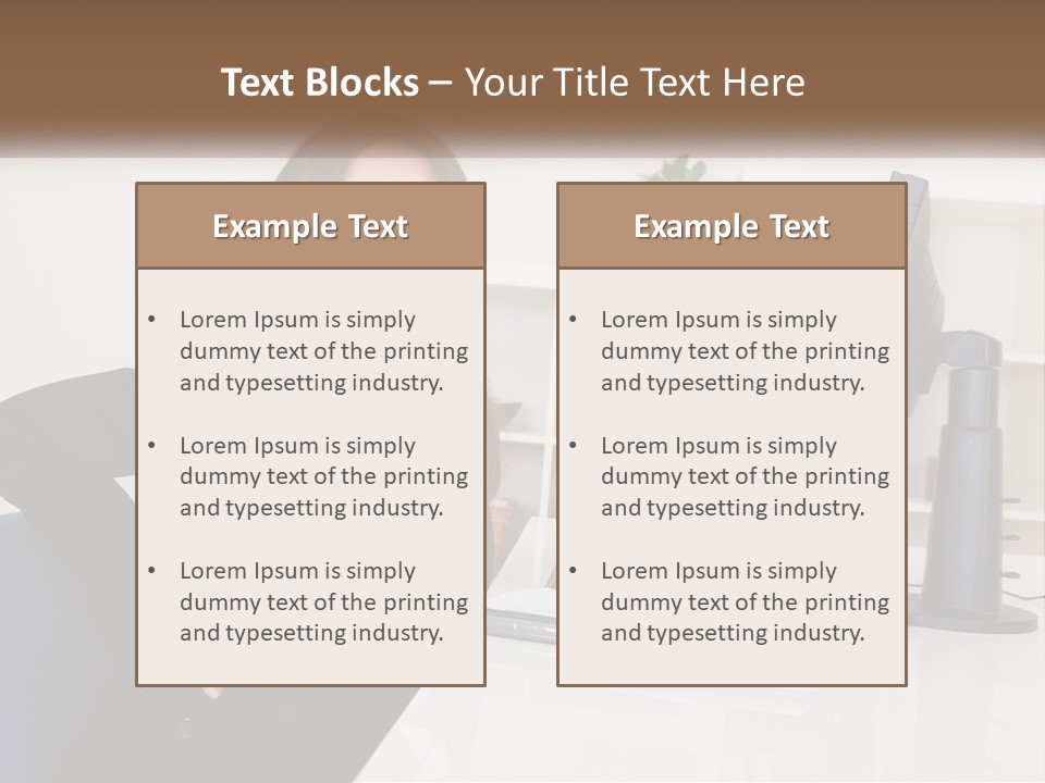 A Woman Sitting At A Desk In Front Of A Computer PowerPoint Template