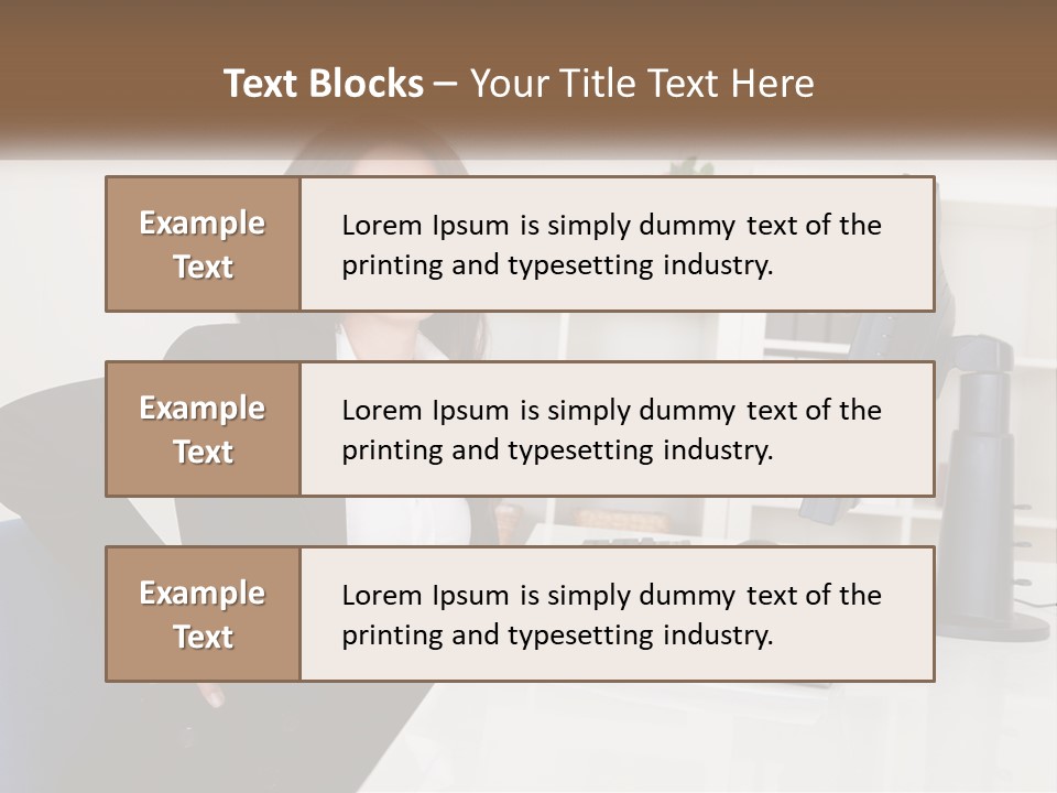 A Woman Sitting At A Desk In Front Of A Computer PowerPoint Template