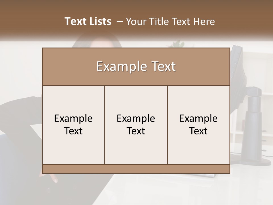 A Woman Sitting At A Desk In Front Of A Computer PowerPoint Template