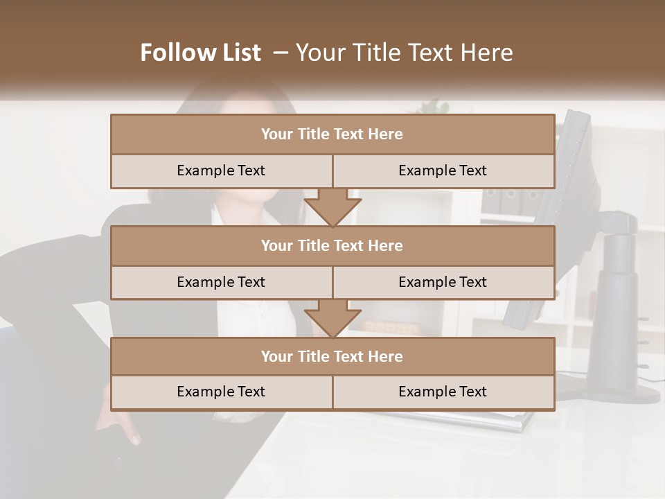 A Woman Sitting At A Desk In Front Of A Computer PowerPoint Template