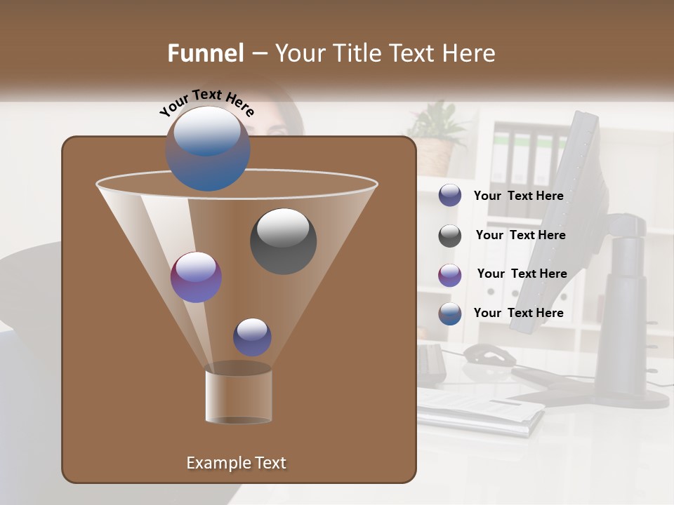 A Woman Sitting At A Desk In Front Of A Computer PowerPoint Template