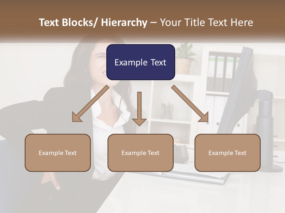 A Woman Sitting At A Desk In Front Of A Computer PowerPoint Template