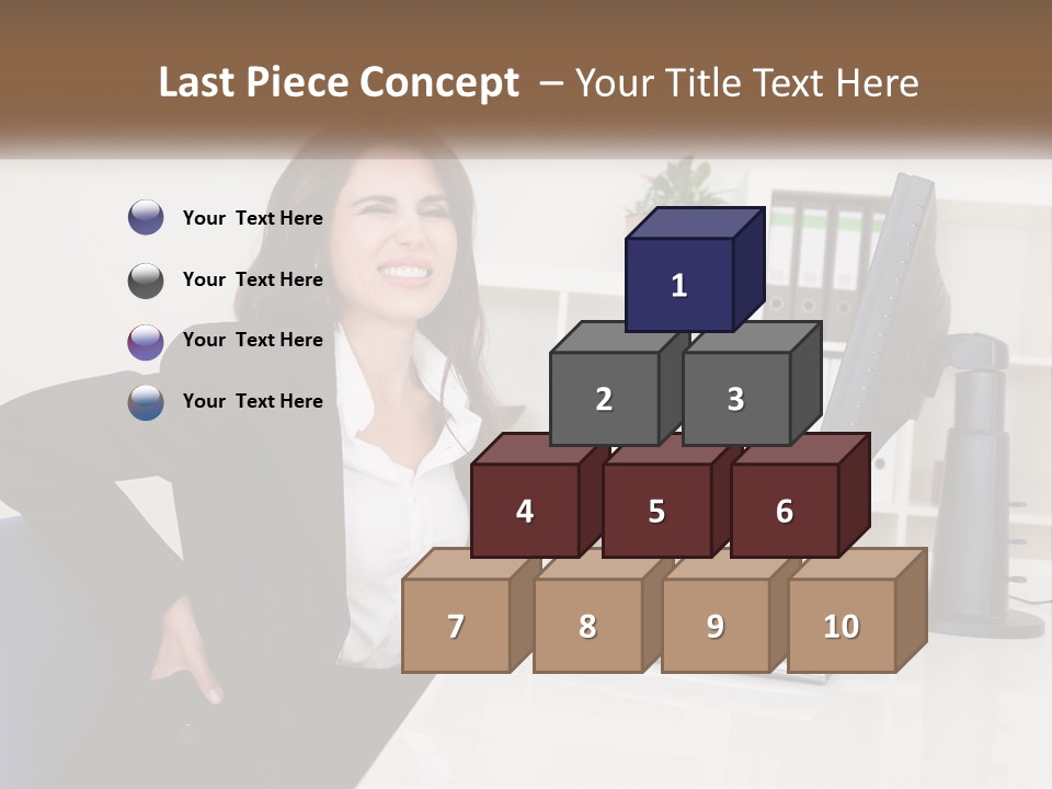 A Woman Sitting At A Desk In Front Of A Computer PowerPoint Template