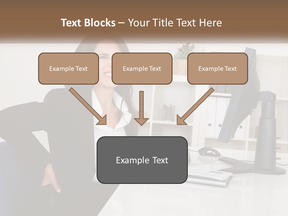 A Woman Sitting At A Desk In Front Of A Computer PowerPoint Template