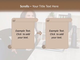 A Woman Sitting At A Desk In Front Of A Computer PowerPoint Template