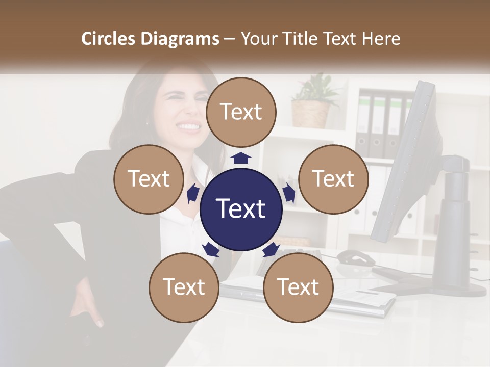 A Woman Sitting At A Desk In Front Of A Computer PowerPoint Template