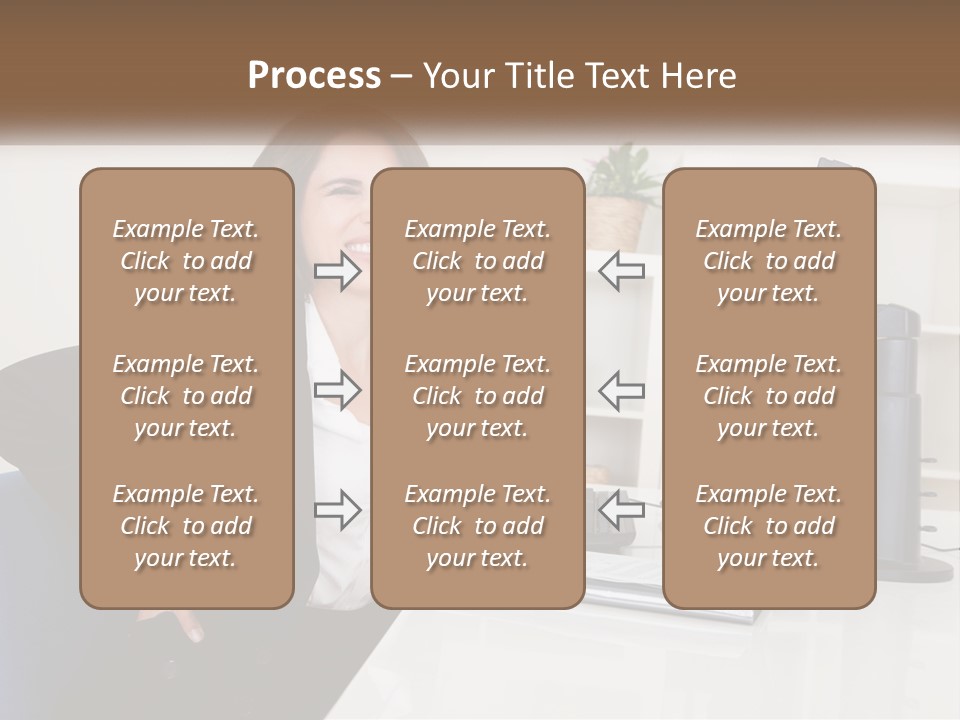 A Woman Sitting At A Desk In Front Of A Computer PowerPoint Template