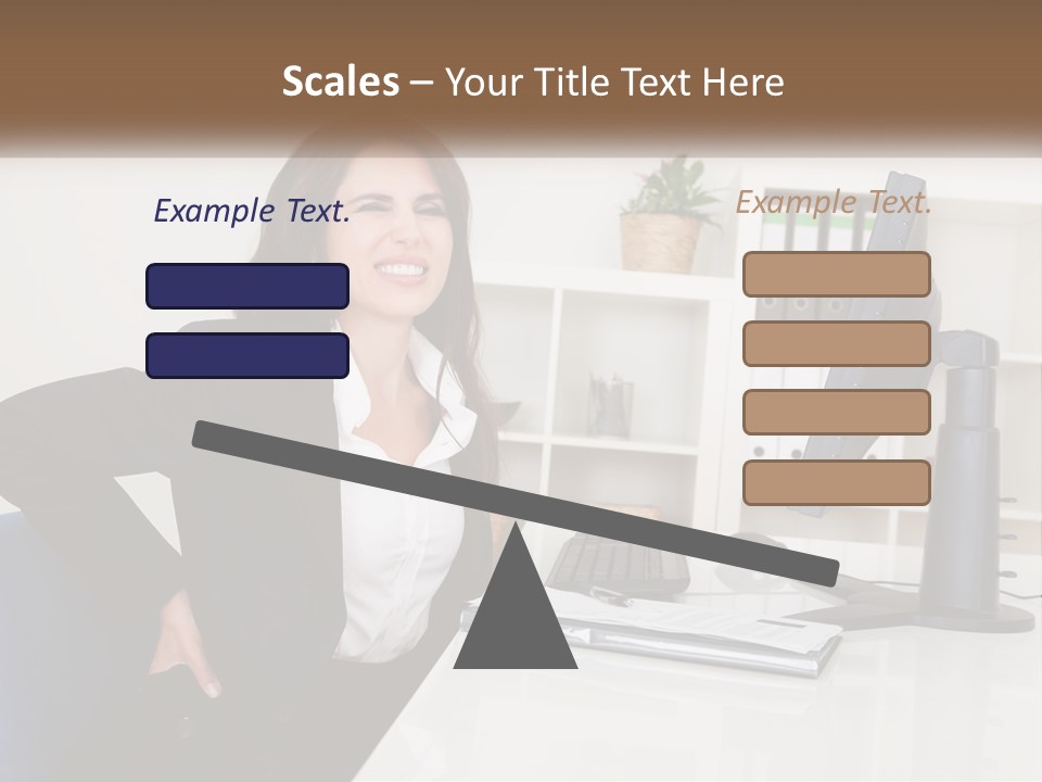A Woman Sitting At A Desk In Front Of A Computer PowerPoint Template