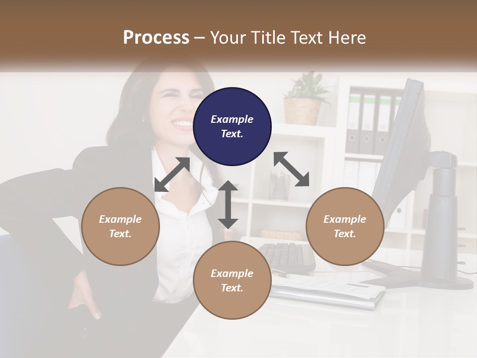 A Woman Sitting At A Desk In Front Of A Computer PowerPoint Template
