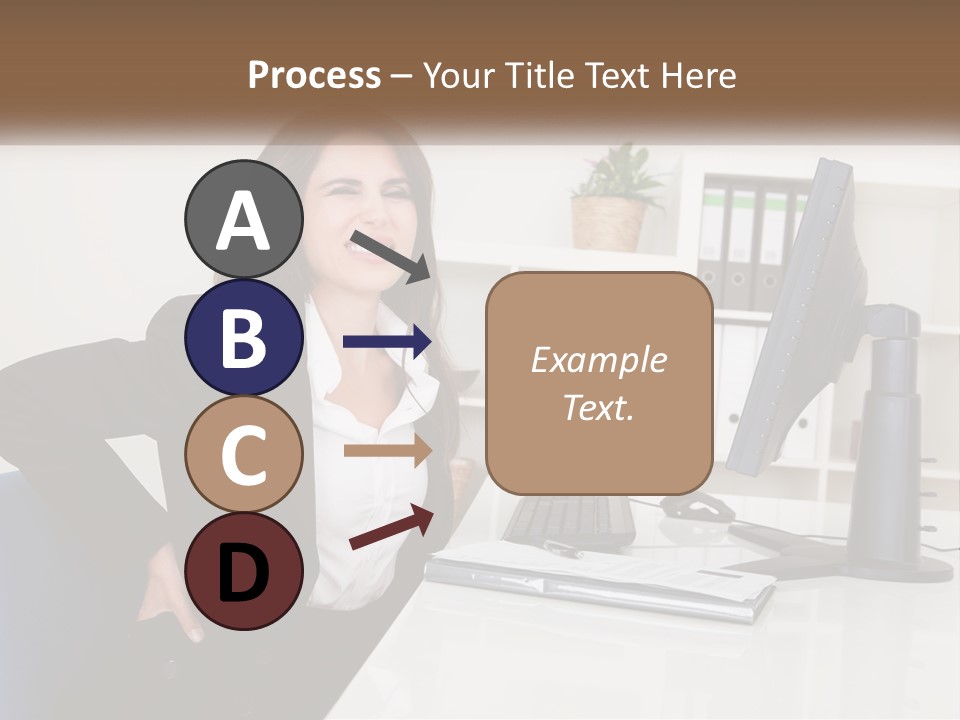 A Woman Sitting At A Desk In Front Of A Computer PowerPoint Template