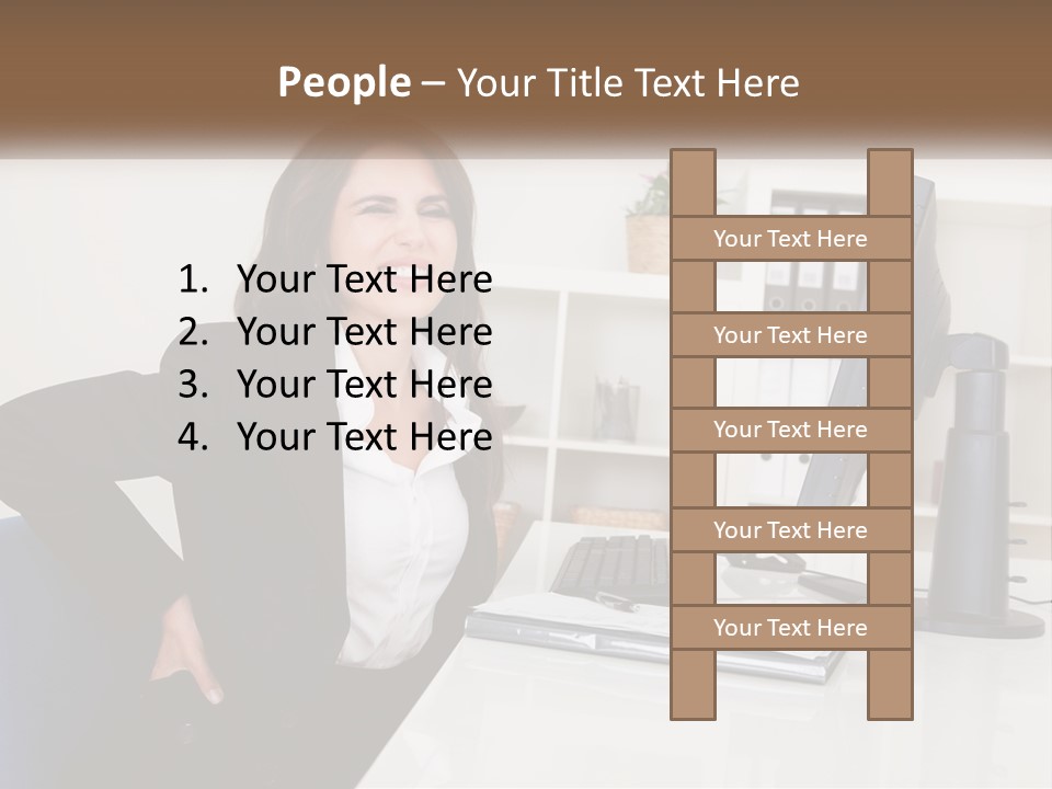 A Woman Sitting At A Desk In Front Of A Computer PowerPoint Template