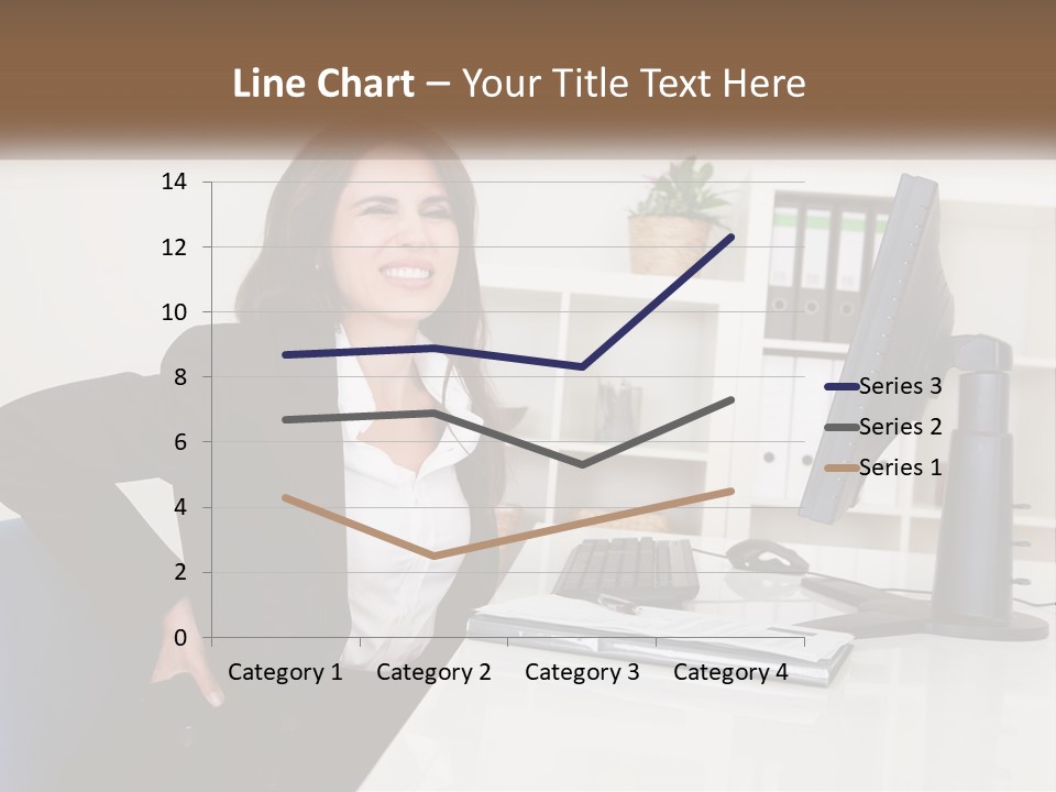 A Woman Sitting At A Desk In Front Of A Computer PowerPoint Template