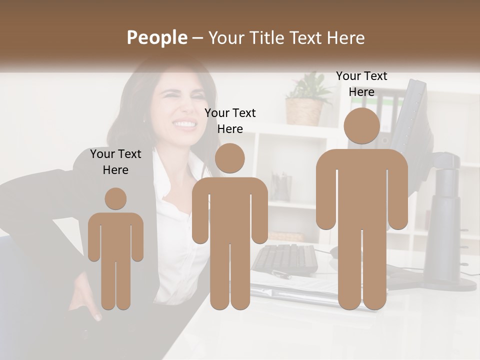 A Woman Sitting At A Desk In Front Of A Computer PowerPoint Template