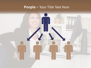 A Woman Sitting At A Desk In Front Of A Computer PowerPoint Template