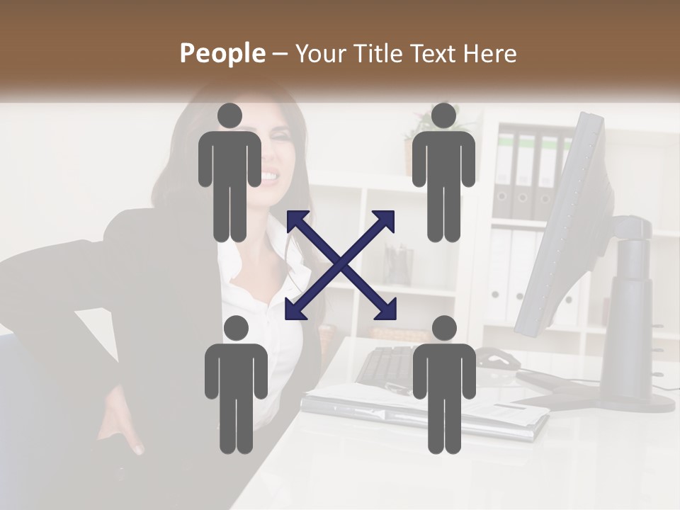 A Woman Sitting At A Desk In Front Of A Computer PowerPoint Template