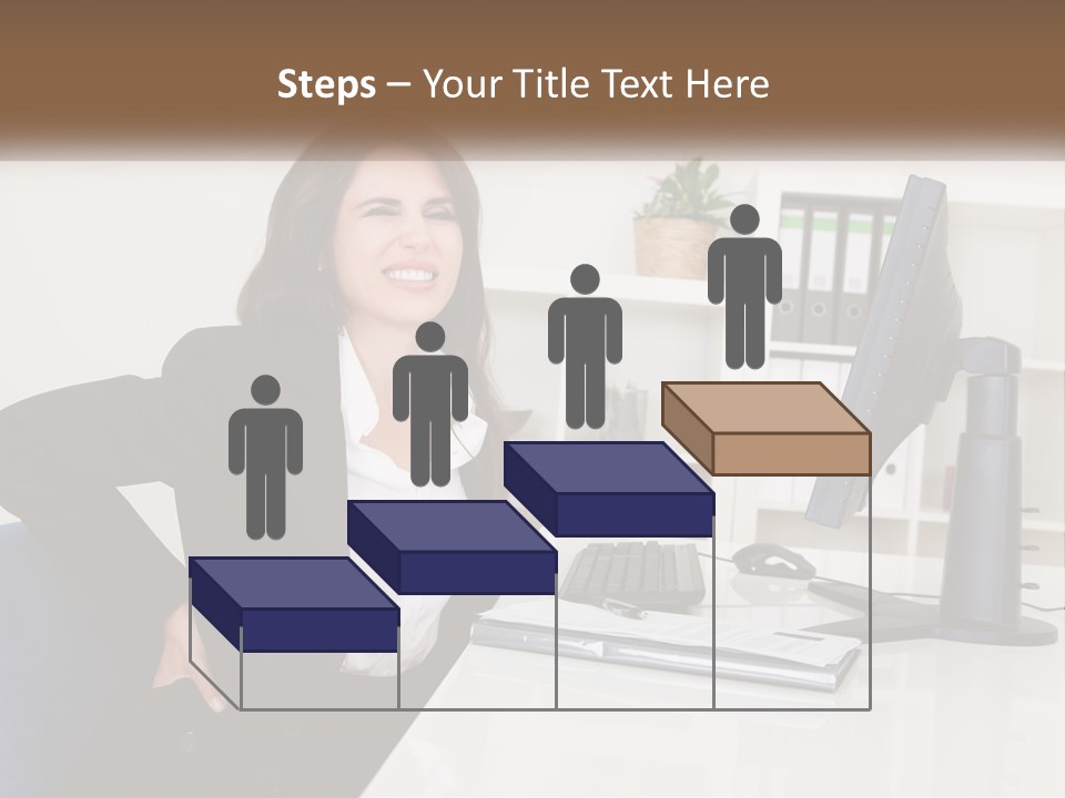 A Woman Sitting At A Desk In Front Of A Computer PowerPoint Template