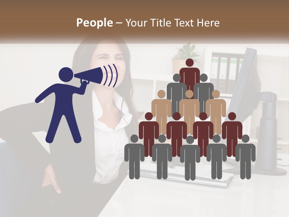 A Woman Sitting At A Desk In Front Of A Computer PowerPoint Template