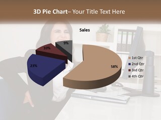 A Woman Sitting At A Desk In Front Of A Computer PowerPoint Template