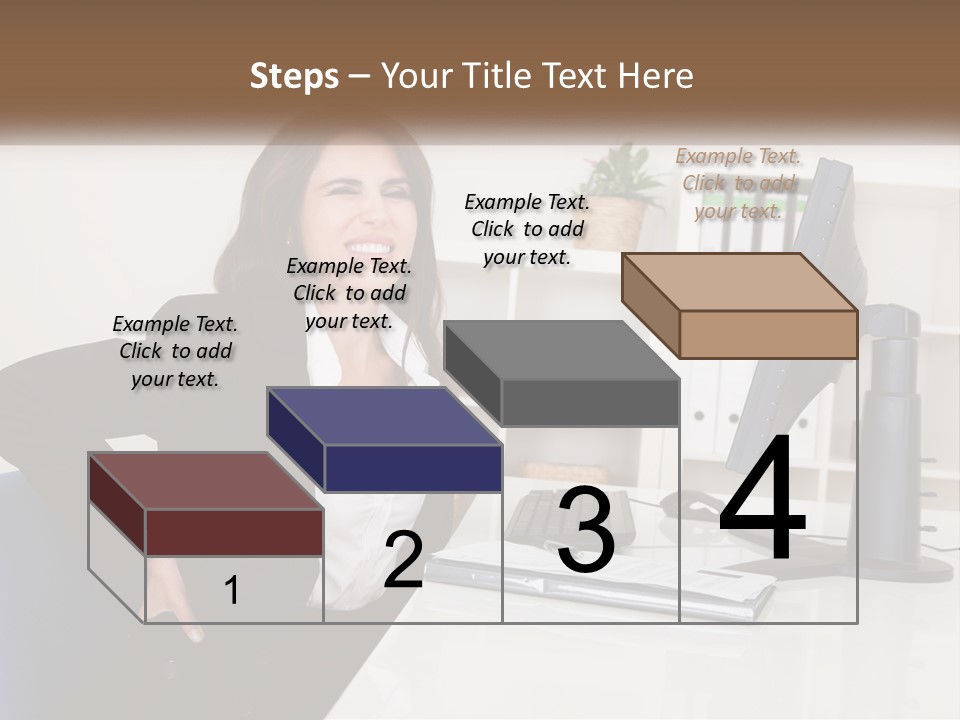 A Woman Sitting At A Desk In Front Of A Computer PowerPoint Template
