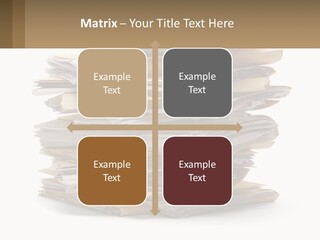 A Stack Of Files With A Business Card On Top Of It PowerPoint Template